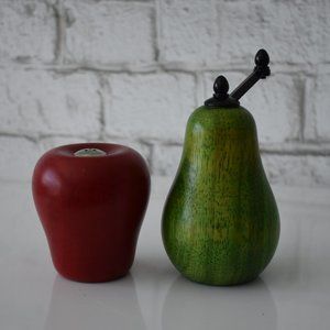 Vintage Pear shaped Pepper mill & Apple shaped Salt shaker